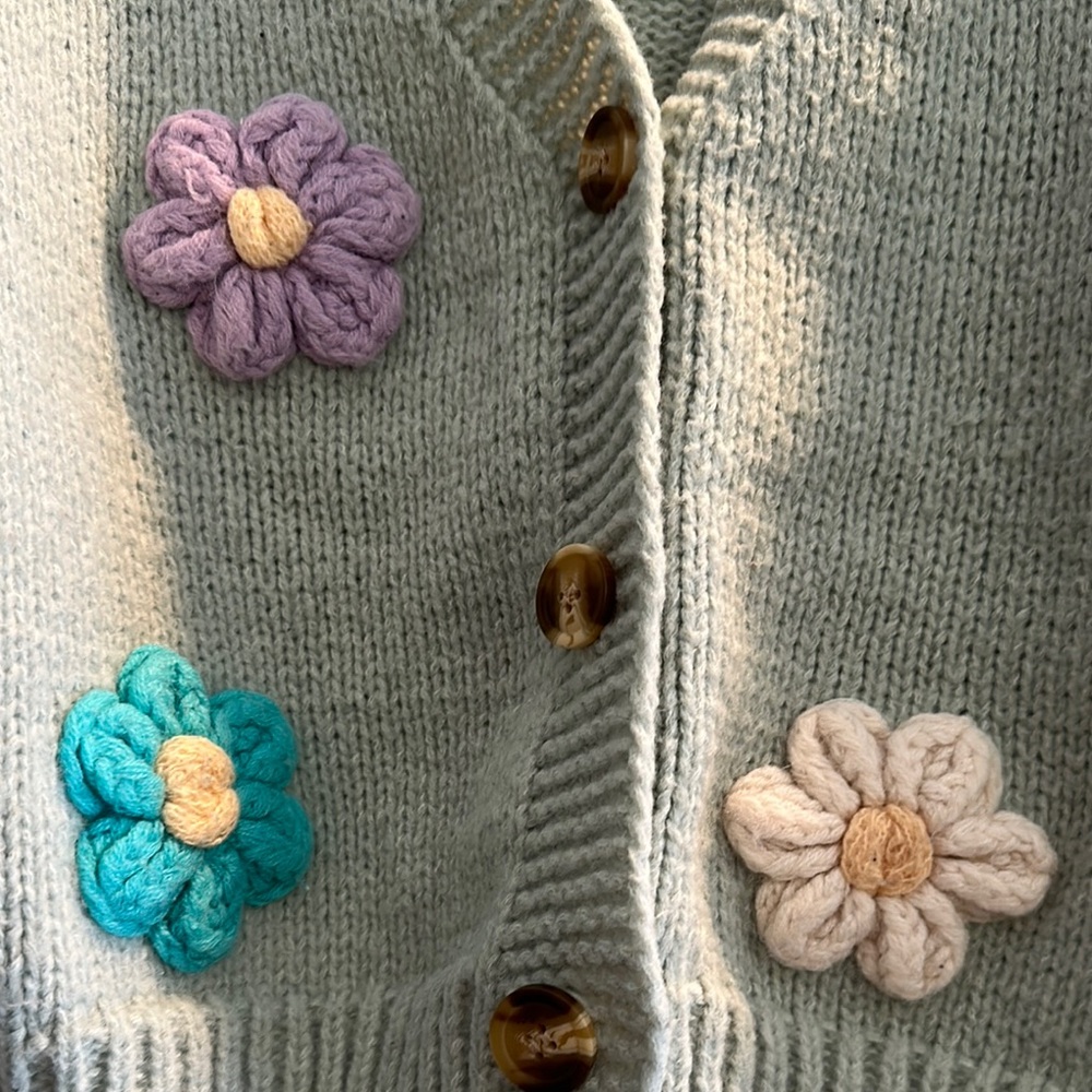 Floral Knit Cardigan Sweater - Picture 2 of 4